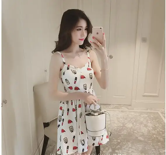 Весна Летняя новинка платье в Корейском стиле личность принт губ сексуальная