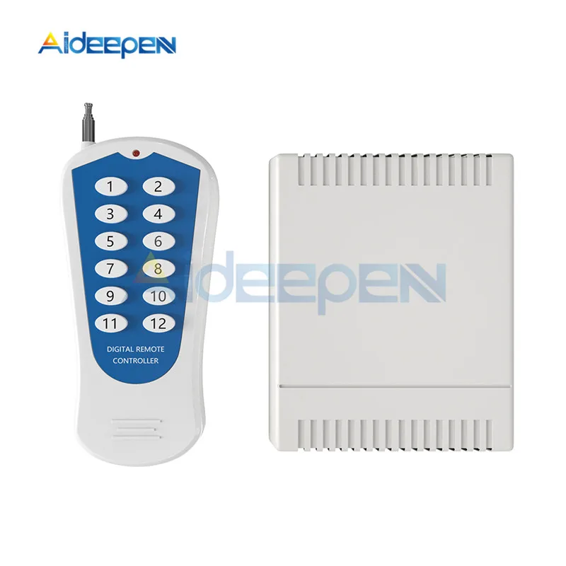 

DC 12V 12 Channel Wireless RF Remote Control Switch Transmitter + Receiver Relay Module 315MHz 800M Momentary/Toggle/Latch
