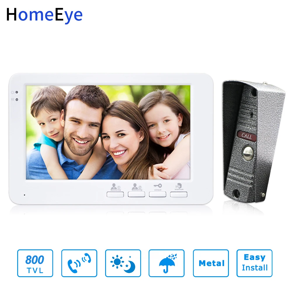 Homeeye 7 дюймов видео-телефон двери видео домофон 1200TVL IP65 непромокаемые обнаружения