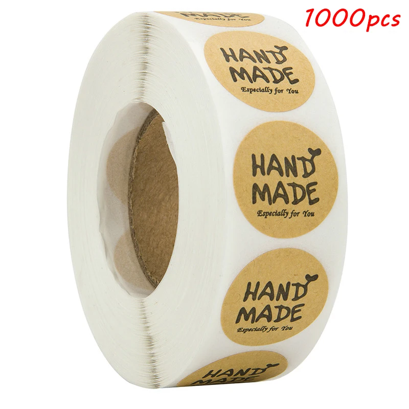 1000 шт. Коричневые круглые наклейки ручной работы|Канцелярские наклейки| |