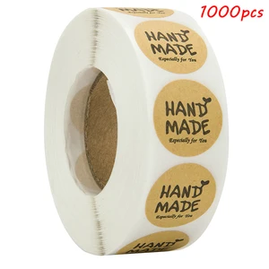 1000 шт., Коричневые круглые наклейки ручной работы