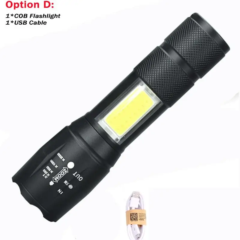 Option D A100 USB Перезаряжаемые встроенный 18650 светодиодный фонарик 8000Lum 4 режима светодиодный COB+ T6 L2 светодиодный фонарь зум светодиодный фонарик лампы Новые - Испускаемый цвет: Option D