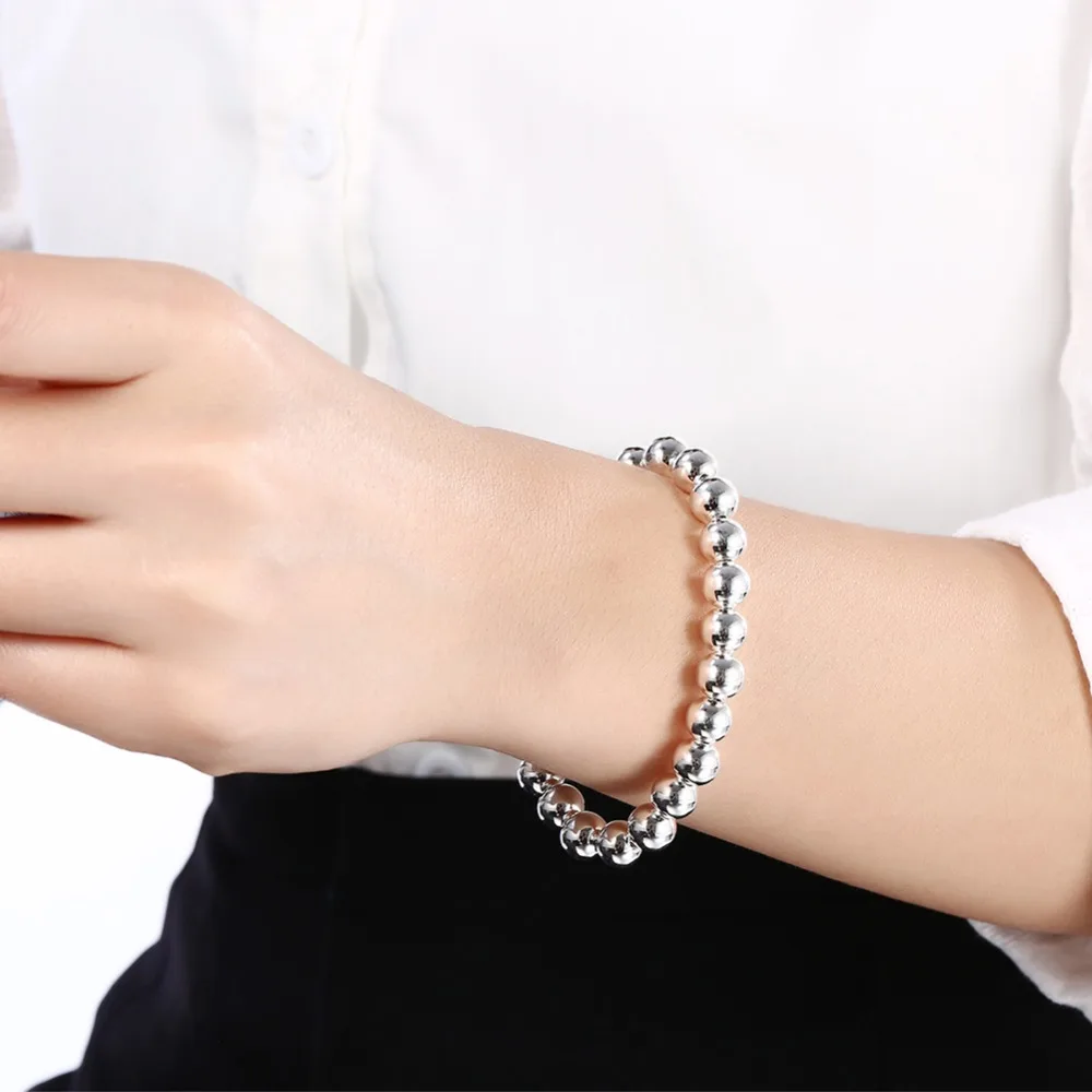 Женский браслет из серебра 925 пробы с бусинами 8 мм|bracelets for|beads bracelets for womenbead bracelet |