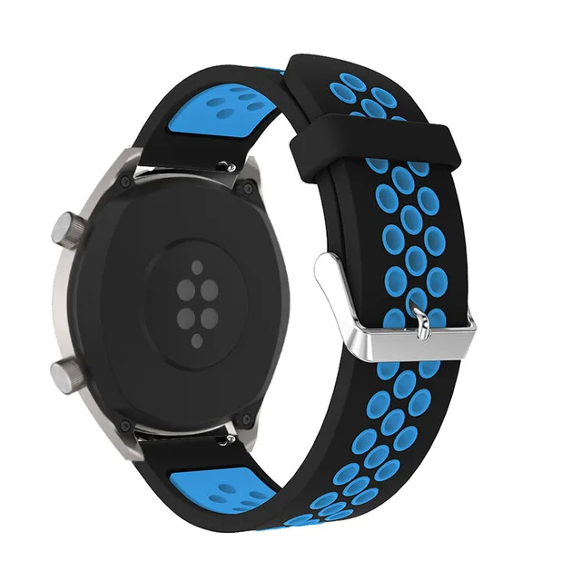 black blue Дышащий силиконовый ремешок для HUAWEI WATCH GT 22 мм ремешок Браслет спортивный сменный ремешок для часов gear S3 amazfit Stratos 2/2S - Цвет: black blue