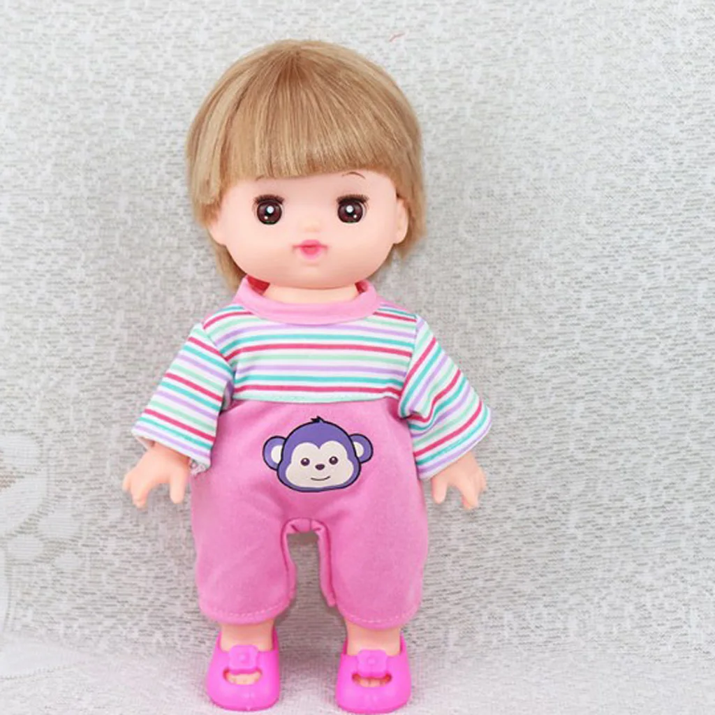 Розовый полосатый комбинезон с обезьянкой дизайн одежды для 25 см Mellchan Baby Reborn кукла Mellchan кукла аксессуары