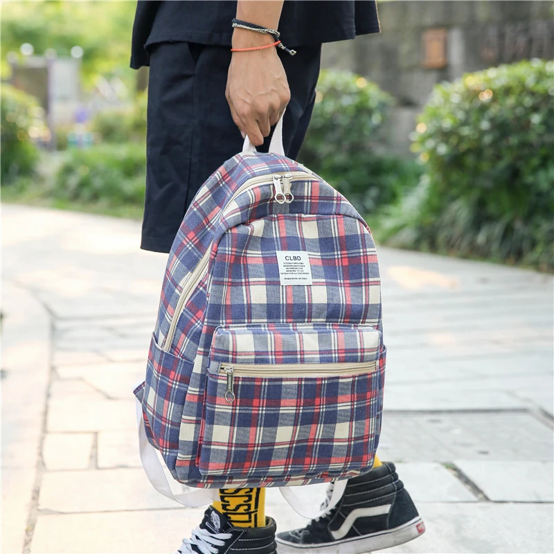 Модный клетчатый женский рюкзак школьные сумки холщовые рюкзаки высокого