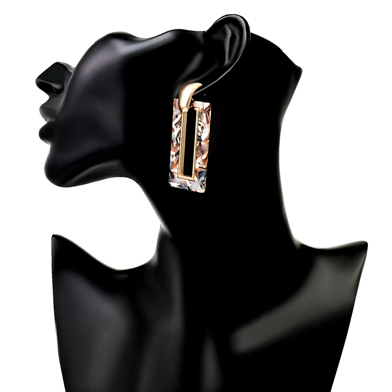 Leopard Earrings SHIXIN Boho большой Леопардовый цвет, акриловый серьги для женщин, элегантные модные корейские серьги, сережка Модная бижутерия, подарок - Окраска металла: Leopard Earrings