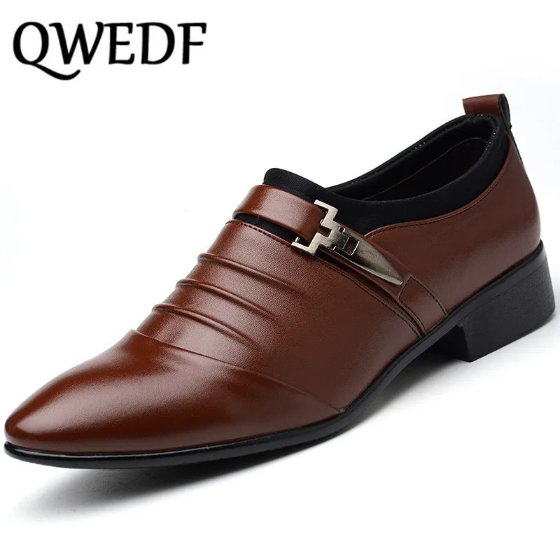 

QWEDF Fashion Business Dress Men Shoes 2019 New Classic Leather Men'S Suits Shoes Fashion Slip On Dress Shoes Men British D4-91