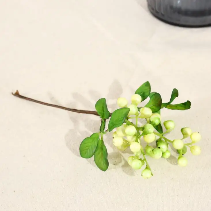 white green 1 шт., искусственные цветы черники, бутон, шелковые цветы, фрукты, декоративный венок, фрукты, ягоды для свадьбы, дома, вечерние украшения - Цвет: white green