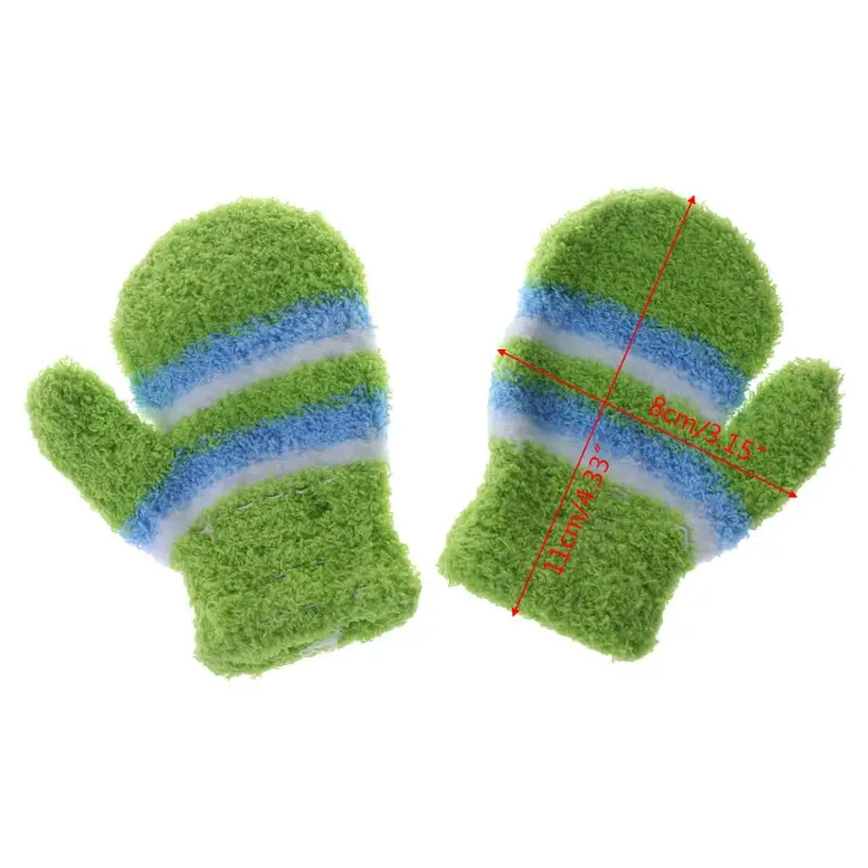 1 пара детских перчаток теплые зимние перчатки для младенцев с яркими полосками