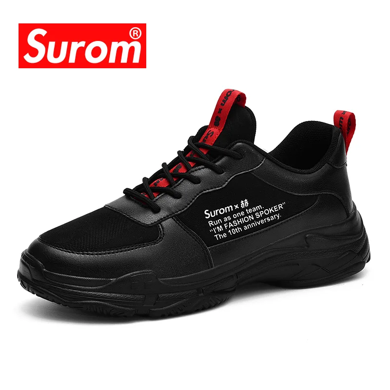 SUROM Breathable Microfiber Lace-Up Brand 2019 Spring Man Casual Shoes New Fashion Mens Sneaker Hot Sale Platform | Обувь