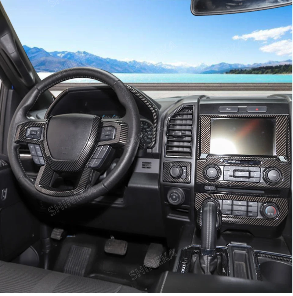 SHINEKA интерьерные молдинги для Ford F150+ ABS автомобильные накладки для украшения интерьера, набор аксессуаров для Ford F150 Up