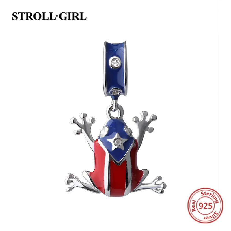 Strollgirl милые животные лягушка Бусины Коллекция DIY кулон Талисманы с камнями и эмалью подходят пандора серебро 925 jewelry подарки