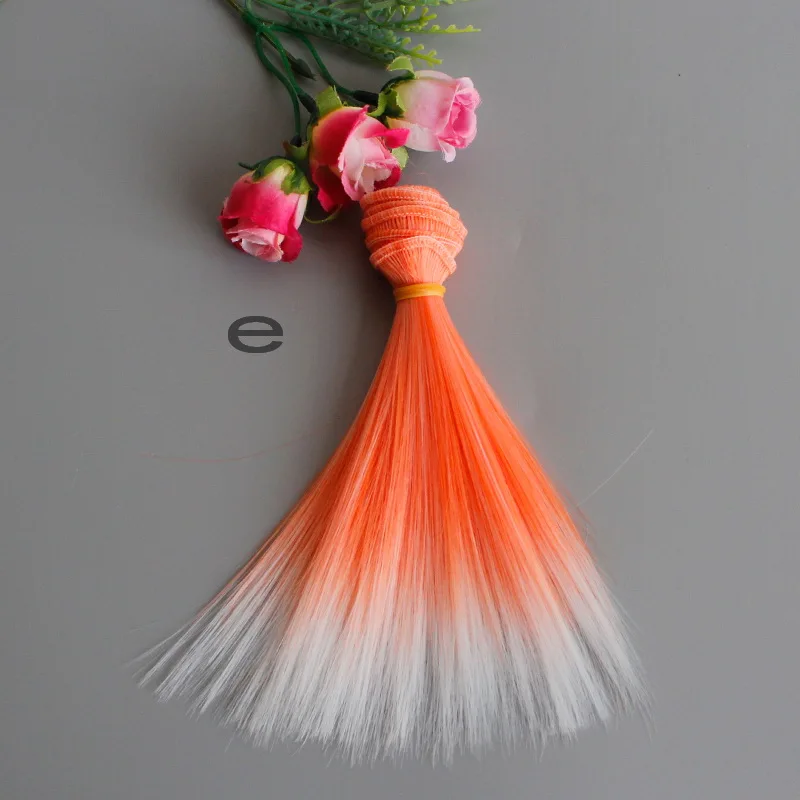 e 1 шт. 15 см прямые парики волосы утки наращивания для BJD куклы DIY аксессуары - Цвет: e