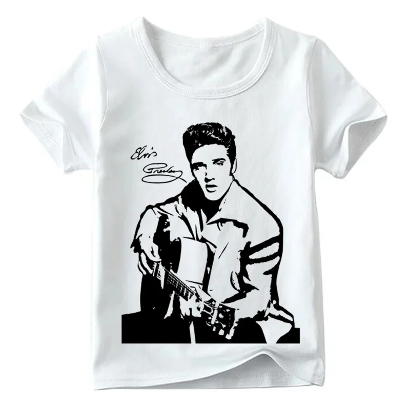 2019 детская футболка Elvis Presley King of Rock принт для мальчиков и девочек летние белые