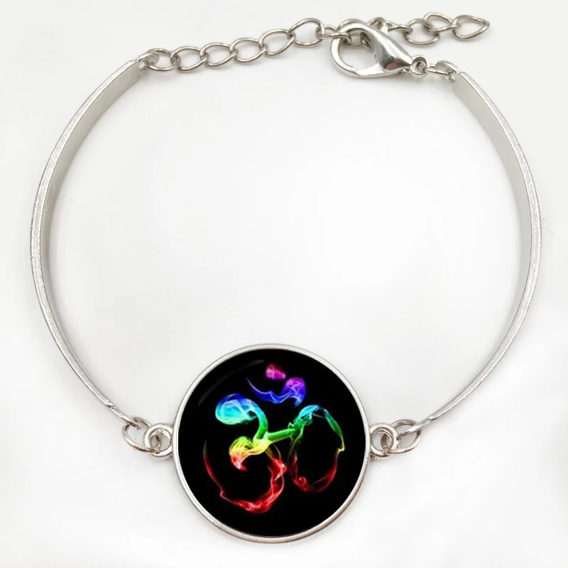 Фирменные разноцветные Ом АУМ Намасте символ йоги браслет в винтажном стиле