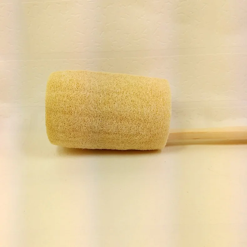 Горячая продажа деревянная ручка натуральная губка Loofah задняя скруббер щетка