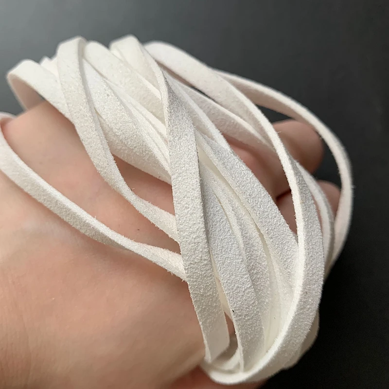 Корейский Бархатный кожаный шнур 5 метров белый плоский мм из искусственной