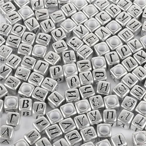 6x6mm Type 1 Acrylic 100pcs 6*6mm 4*7MM Coloured alphabet Russian Letter Beads Black Alphabet Random Mixed Beads For DIY Necklace Pacifier - Цвет: 6x6mm Type 1