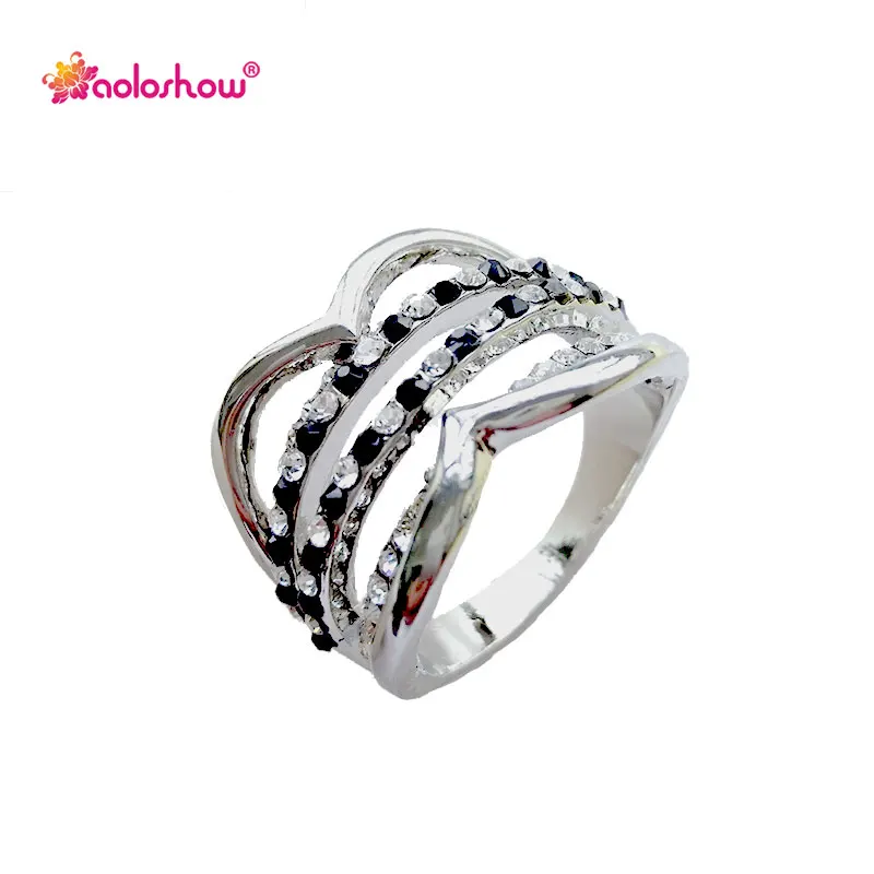 AOLOSHOW модные кольца со стразами для женщин Свадебные вечерние Обручальные
