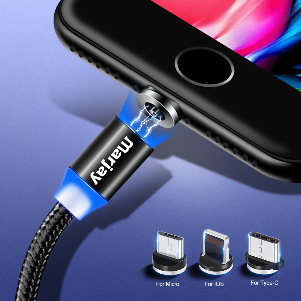 Магнитный usb кабель Marjay Type C для iPhone 1 м 2 зарядный быстрой зарядки кабели телефонов