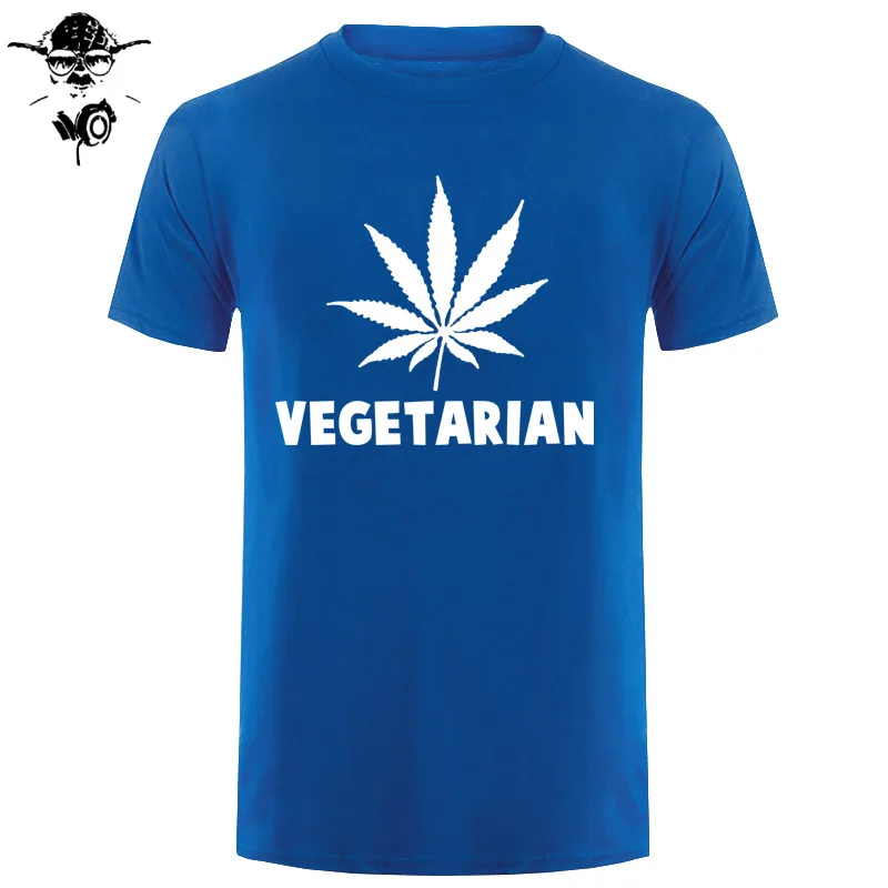 Vegan Вегетарианская Подарочная футболка для мужчин и женщин, футболка для мужчин с изображением животных, футболка для мужчин с зелеными листьями конопли, забавная футболка с коротким рукавом - Цвет: blue white