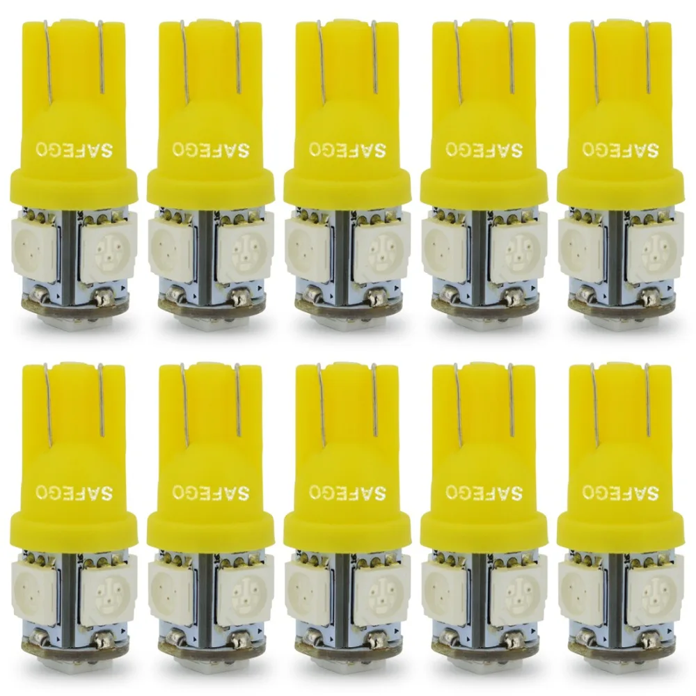 Safego 30 шт. W5W светодиодный T10 светодиодный 5 SMD 5050 12 V Супер Белый Заменить для авто Подсветка салона лампы для чтения Потолочные плафоны