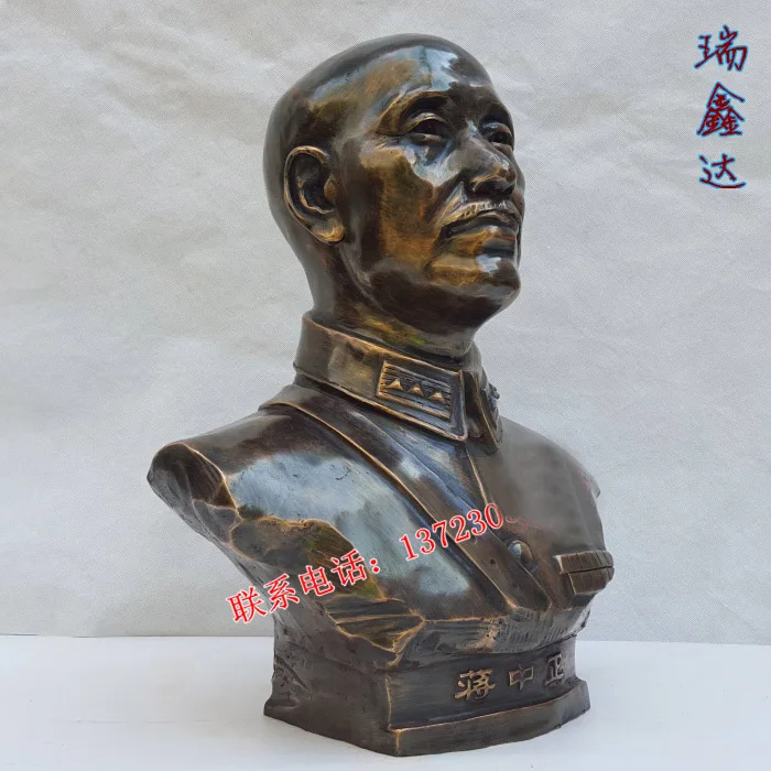 50 см Большой # TOP business ART China Taiwan GUOMIN DANG leader jiang jieshi - zhongzheng Бронзовая статуя портрета