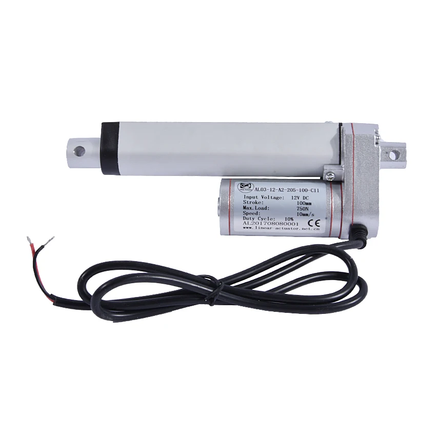 1 шт 12 в 10 мм/сек. = 0 4 inch/s скорость 100 мм 750N 75 кг 165LBS подъема 100mm дюйма хода DC