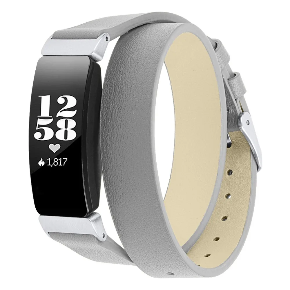 Смарт-часы кожаный ремешок для Fitbit Inspire/Inspire HR Смарт-часы, двойной тур кожаный сменный ремешок для часов