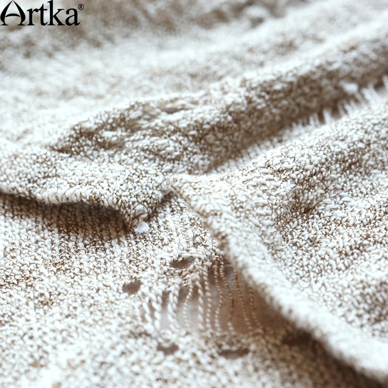 ARTKA/Женская Осенняя новинка однотонная с выемкой раздельная кардиган винтажный