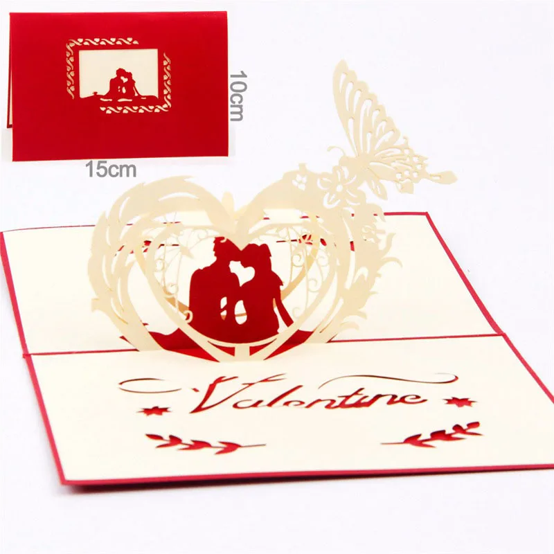 3D лазерная резка ручной работы счастливые влюбленные бумажные Пригласительные