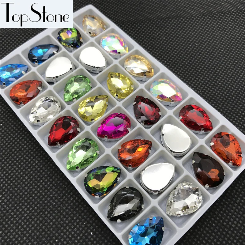 Смешанные цвета каплевидный камень с металлической установкой когтей 10x14 13x18 18x25