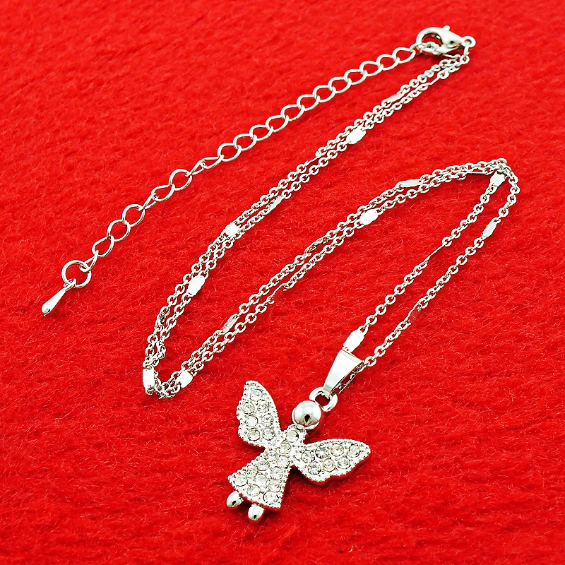 JINGLANG 2018 совершенно новые модные белые стразы Подвески с ангелом ожерелье для