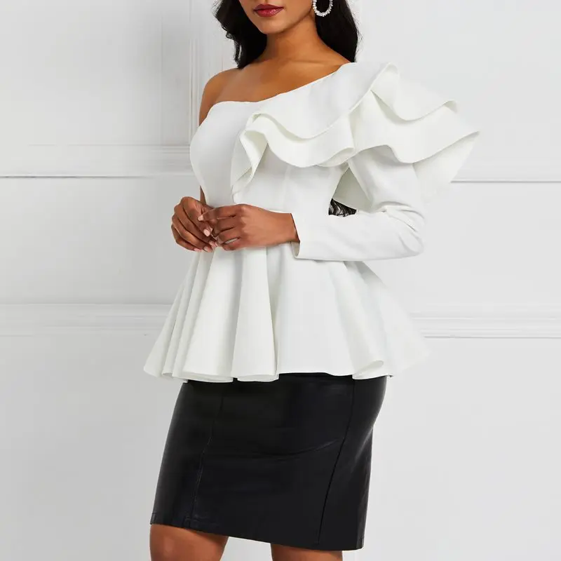 2019 Новая Элегантная белая блузка женская летняя гофрированная с открытой спиной
