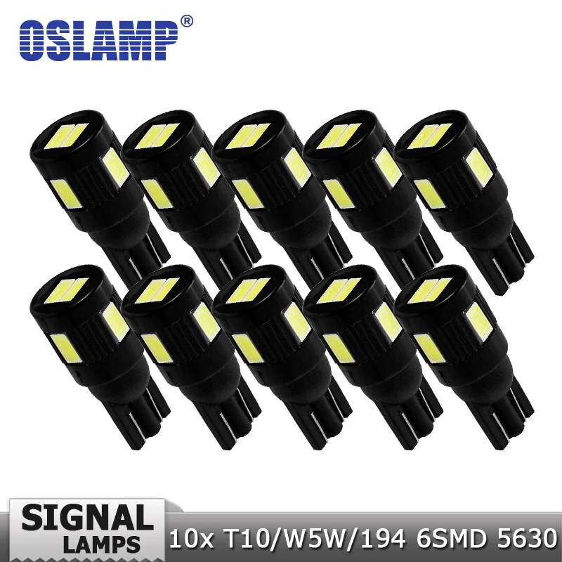 Oslamp 10 шт./лот, T10 светодиодный светильник, лампы SMD 5630, белый, 12 В постоянного тока, автомобильный светильник, габаритный светильник, светильник s, сигнальная лампа, резервный обратный светильник