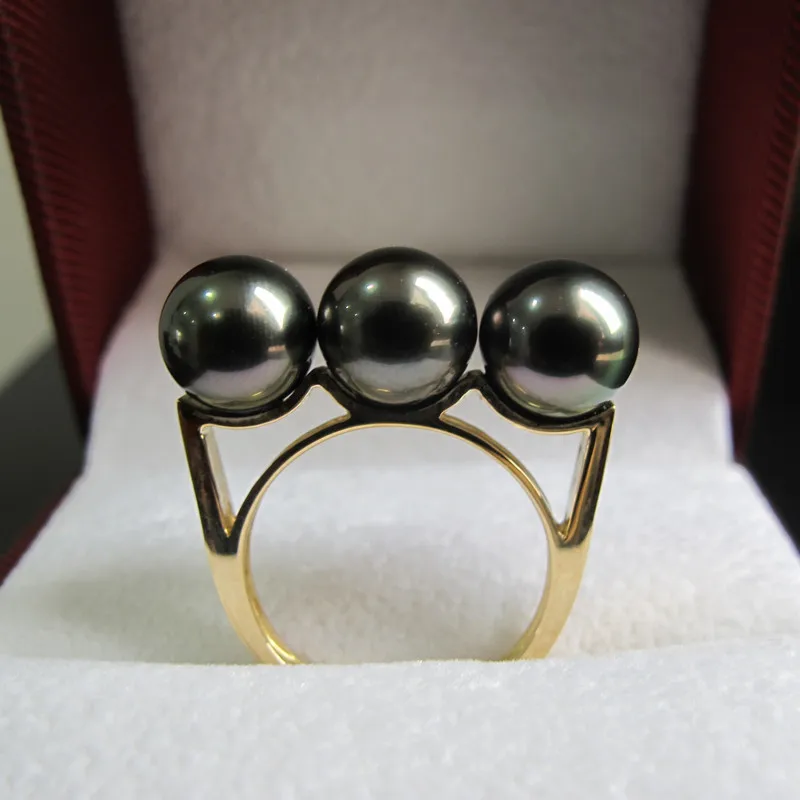 

Eternal wedding Women Gift word 925 Sterling real Permanent Tahiti black pearl natural seawater round ring Party, Luxury Dubai