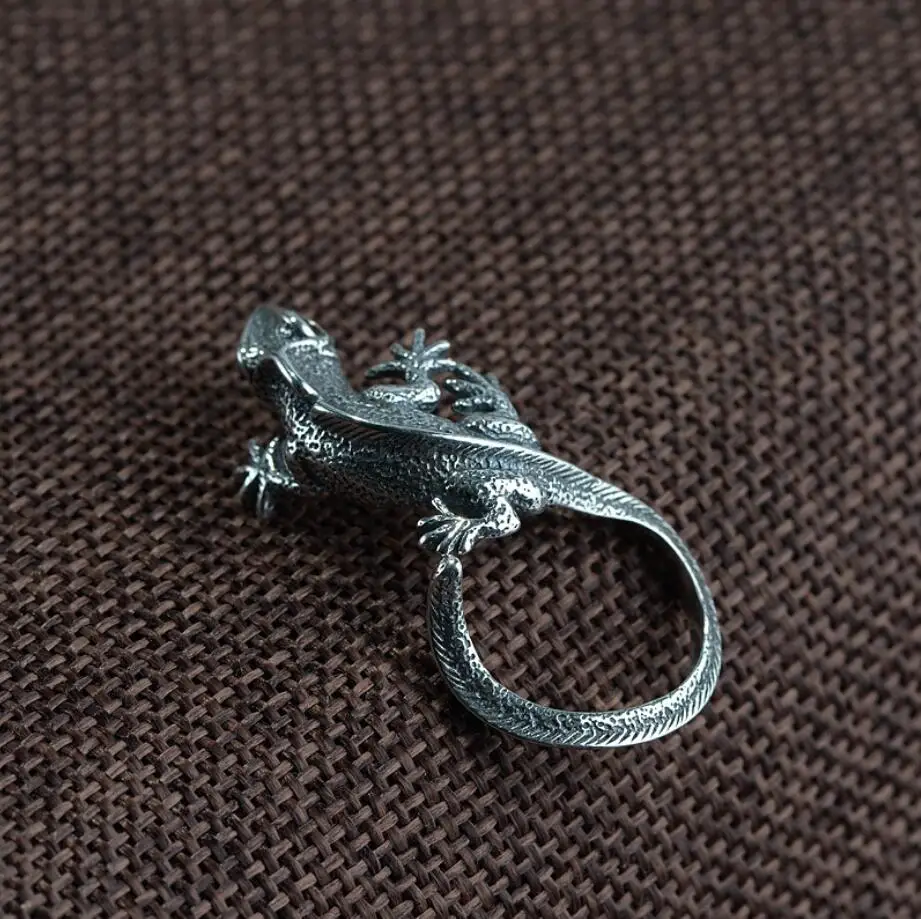 Мужской серебряный Байкерский кулон с ящерицей A2198|Подвески| |