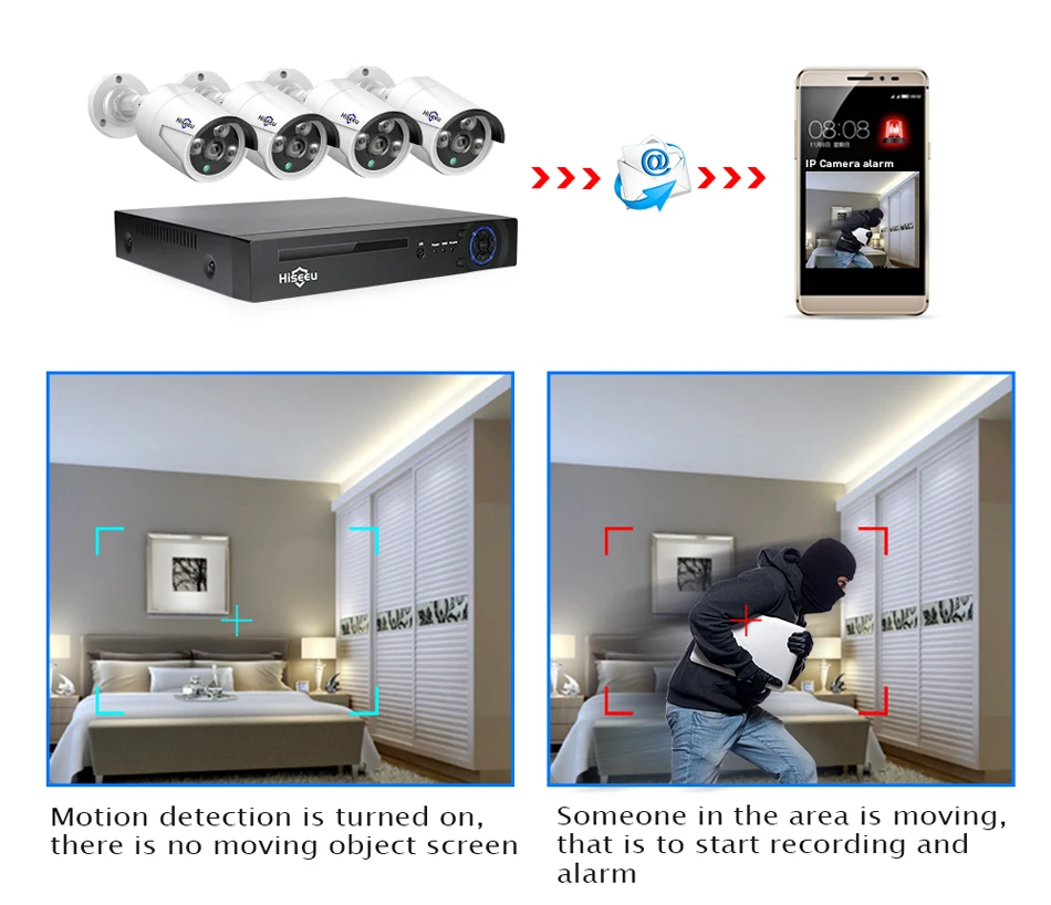 H.265 система видеонаблюдения POE NVR комплект 8ch 4MP Водонепроницаемая POE ip-камера цилиндрическая система камер домашней безопасности наружная низкая люкс onvif Hiseeu