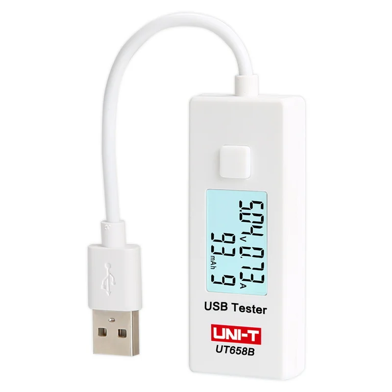 UNI T-probador USB UT658B, Monitor de energía de corriente de voltaje de carga para teléfono y ordenador, retroiluminación LCD