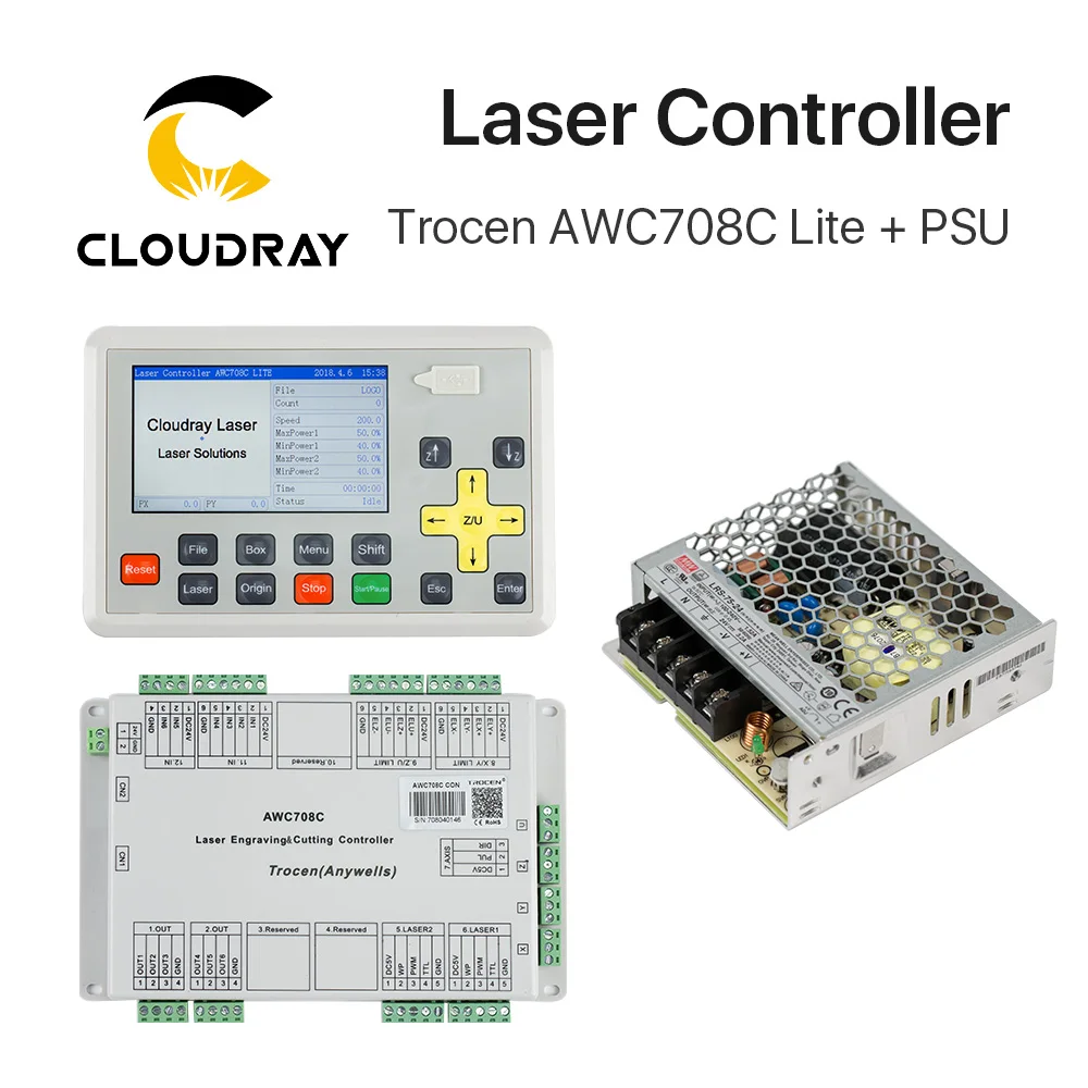 Cloudray Trocen Anywells AWC708C Lite Co2 лазерный контроллер системы+ Meanwell 24 В 3.2A 75 Вт импульсный источник питания