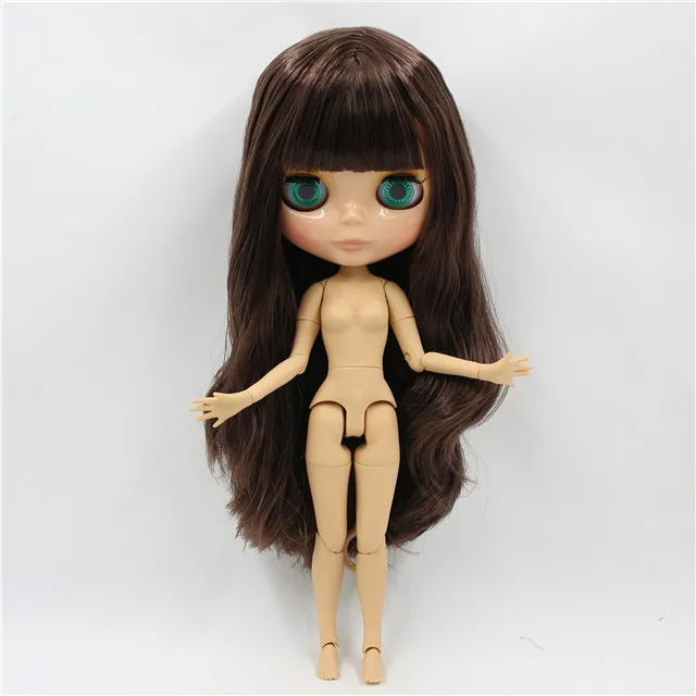 naked doll Ледяная фабрика blyth кукла 1/6 игрушка загар кожа сустава тела bjd коричневые волосы с челкой BL0222 30 см - Цвет: naked doll