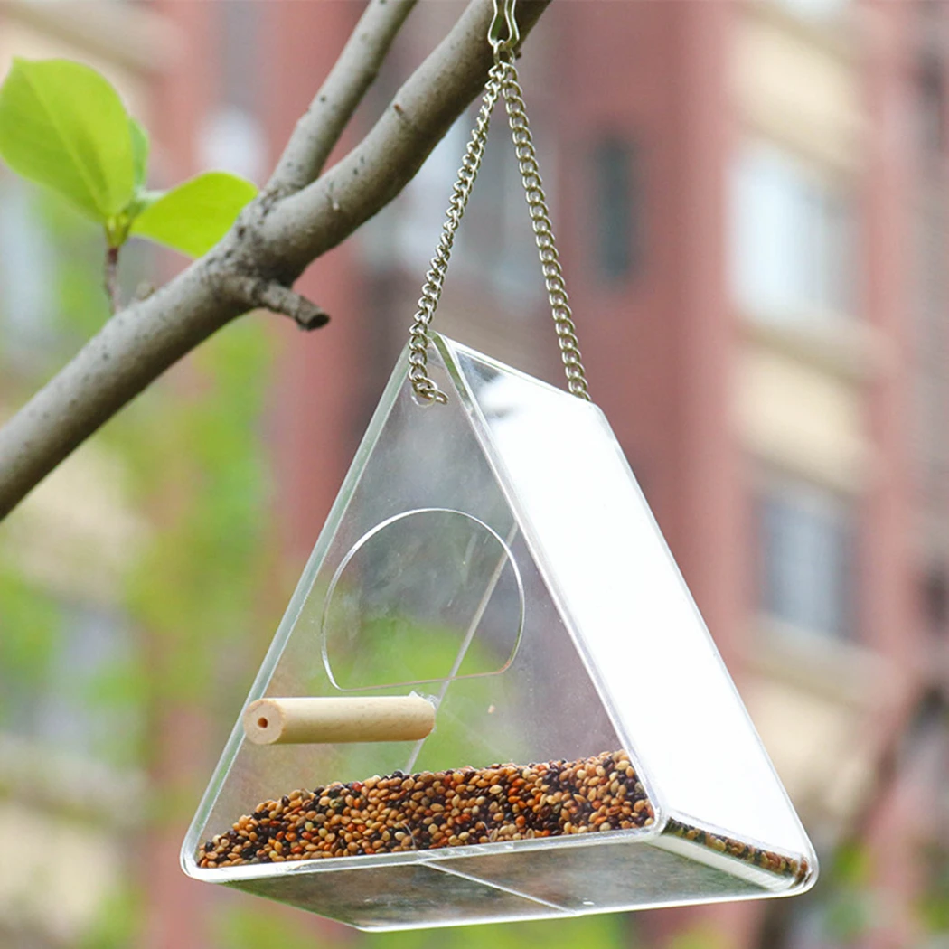 

Bird Feeder Plastic Hanging Bird Food Container Transparent Outdoor Parrot Feeder Waterproof Bird Feeder Pet Supplies