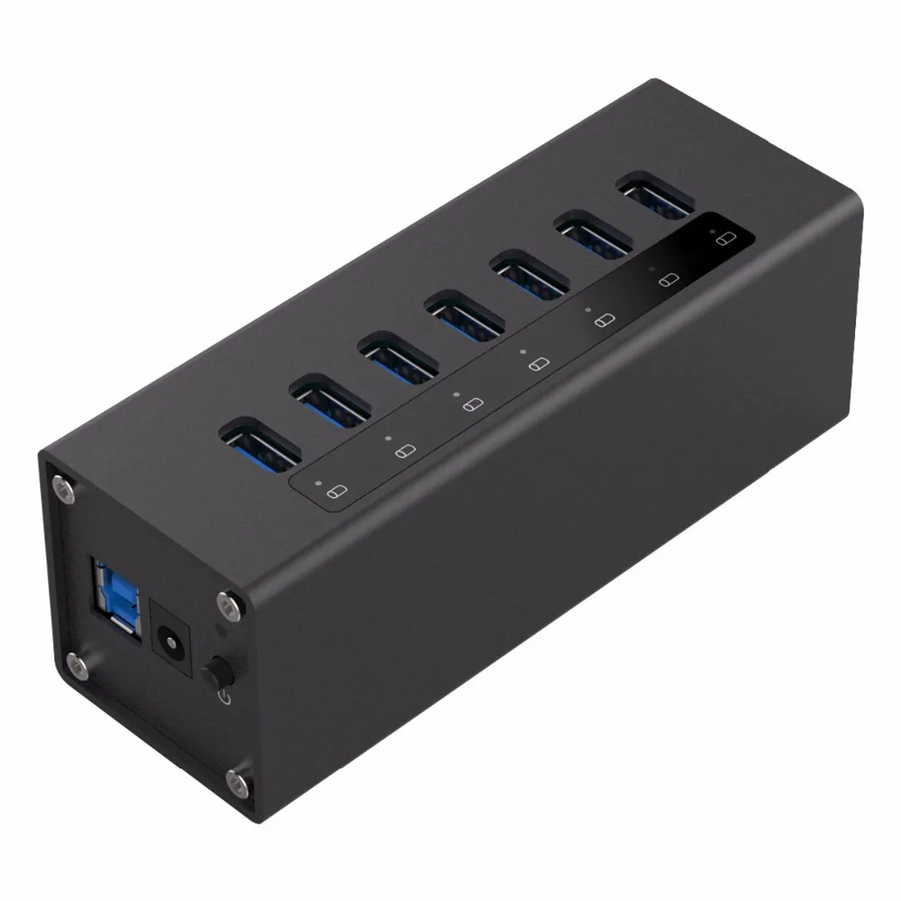 ORICO высокого Скорость Алюминий 7 Порты и разъёмы USB 3,0 концентратор usb-хаб сплиттер с 12V2. 5 Мощность адаптер для Windows, Mac OS ПК/ноутбук(A3H7-BK