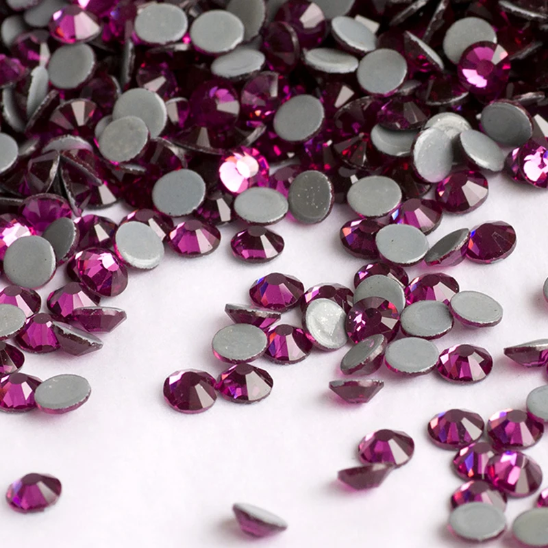 

YANRUO 2058HF SS4-SS30 Fuchsia Flat Back Stones Hotfix Crystals Strass Hot Fix Rhinestones For Shoes Accessories