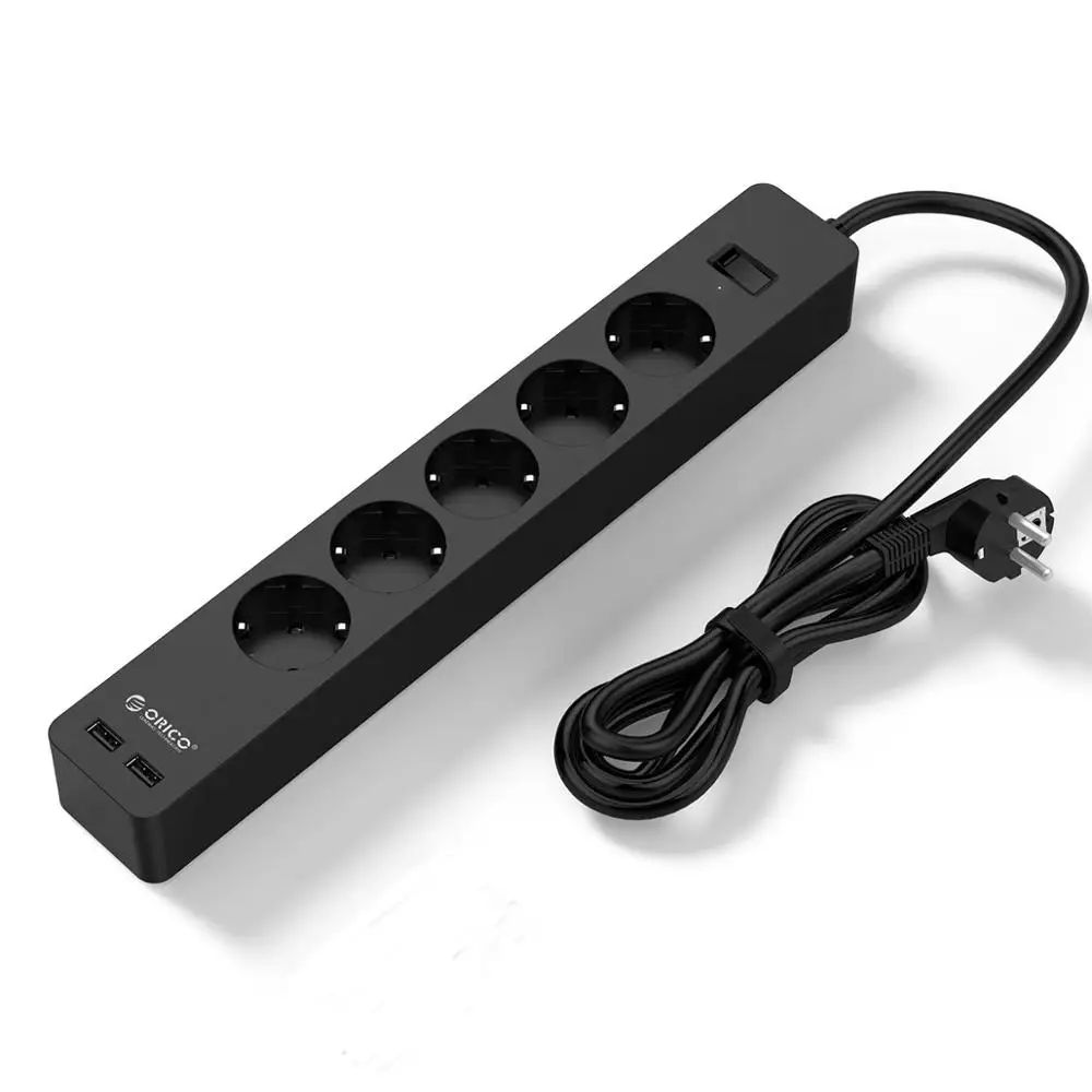 5A2U Black ORICO GPC электрическая розетка умная розетка с 2 usb-портами интеллектуальная штепсельная вилка европейского стандарта адаптер гнезда расширения для домашнего офиса - Цвет: 5A2U Black