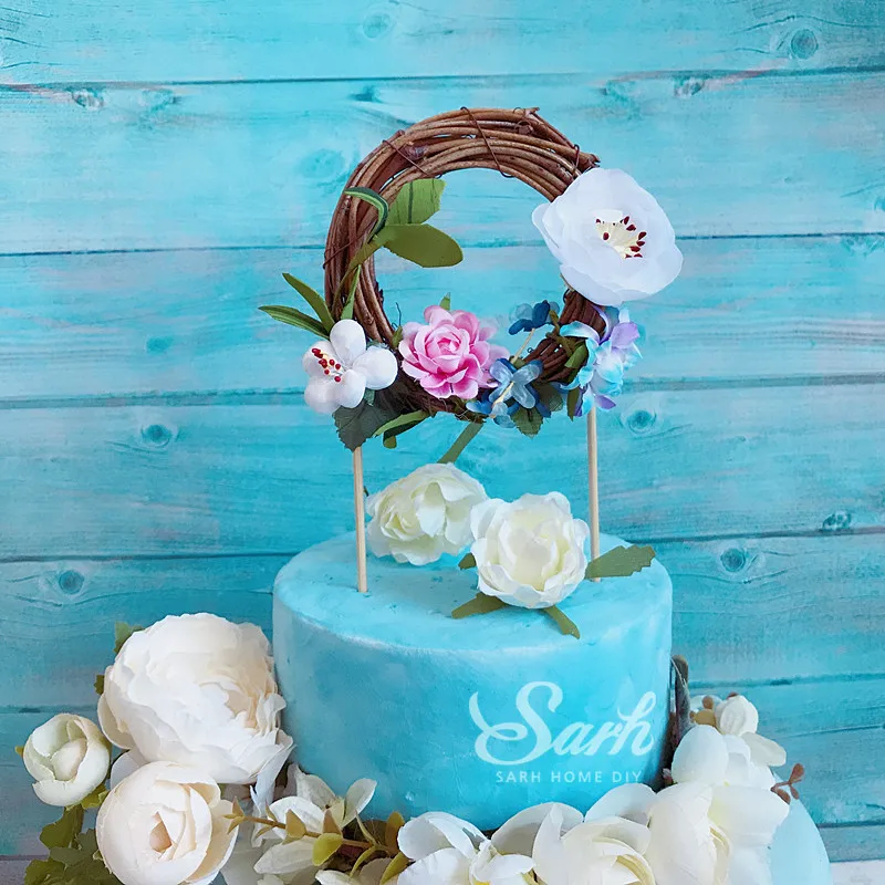 1 шт. белый розовый синий цветок лист венок торт Топпер десерт украшение для дня