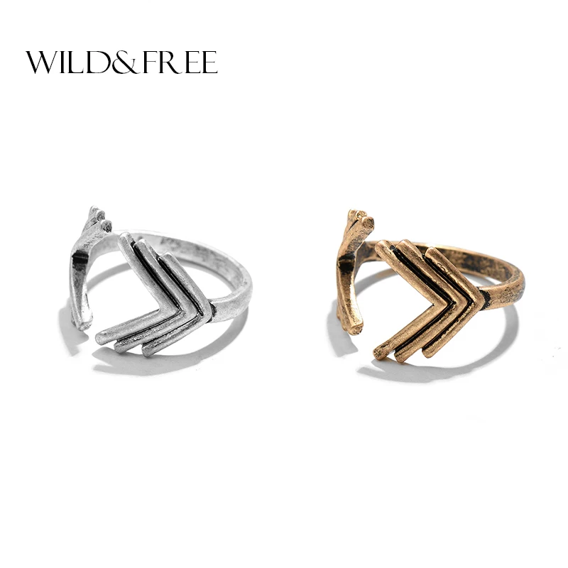 

New Hot Vintage Alloy Arrow Rings Antique Gold Color Silver Color Open Cuff Geometric Single Rings Jewelry for Women