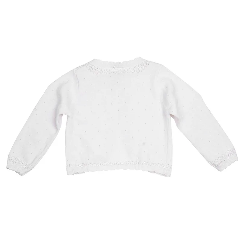White Kids Girls Lace Flower One Button Closure Knit Bolero Shrug Short Cardigan Sweater Adorable Girl's Shrug| |