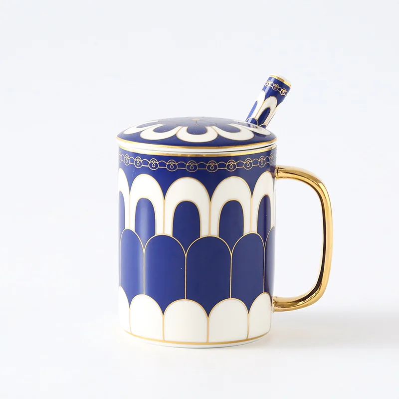 1pcs Европейские Керамические кофейные чашки и кружки, золотые геометрические узоры, живопись, фарфоровая кружка для воды, пара кафе, подарок для любви, посуда для напитков, инструменты - Цвет: 1pcs